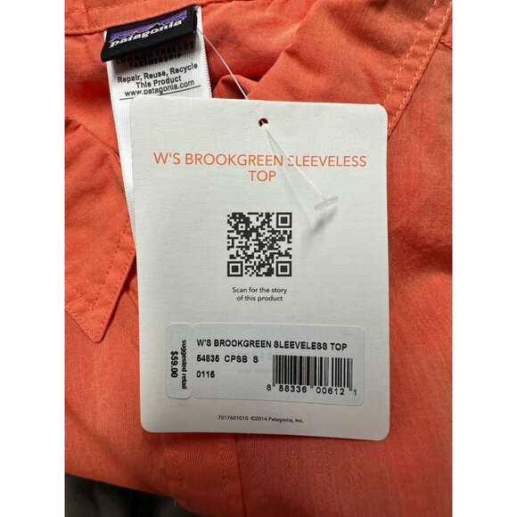 Patagonia Shirt Womens Small Orange Sleeveless Button Down Organic Cotton Summer - Picture 5 of 5